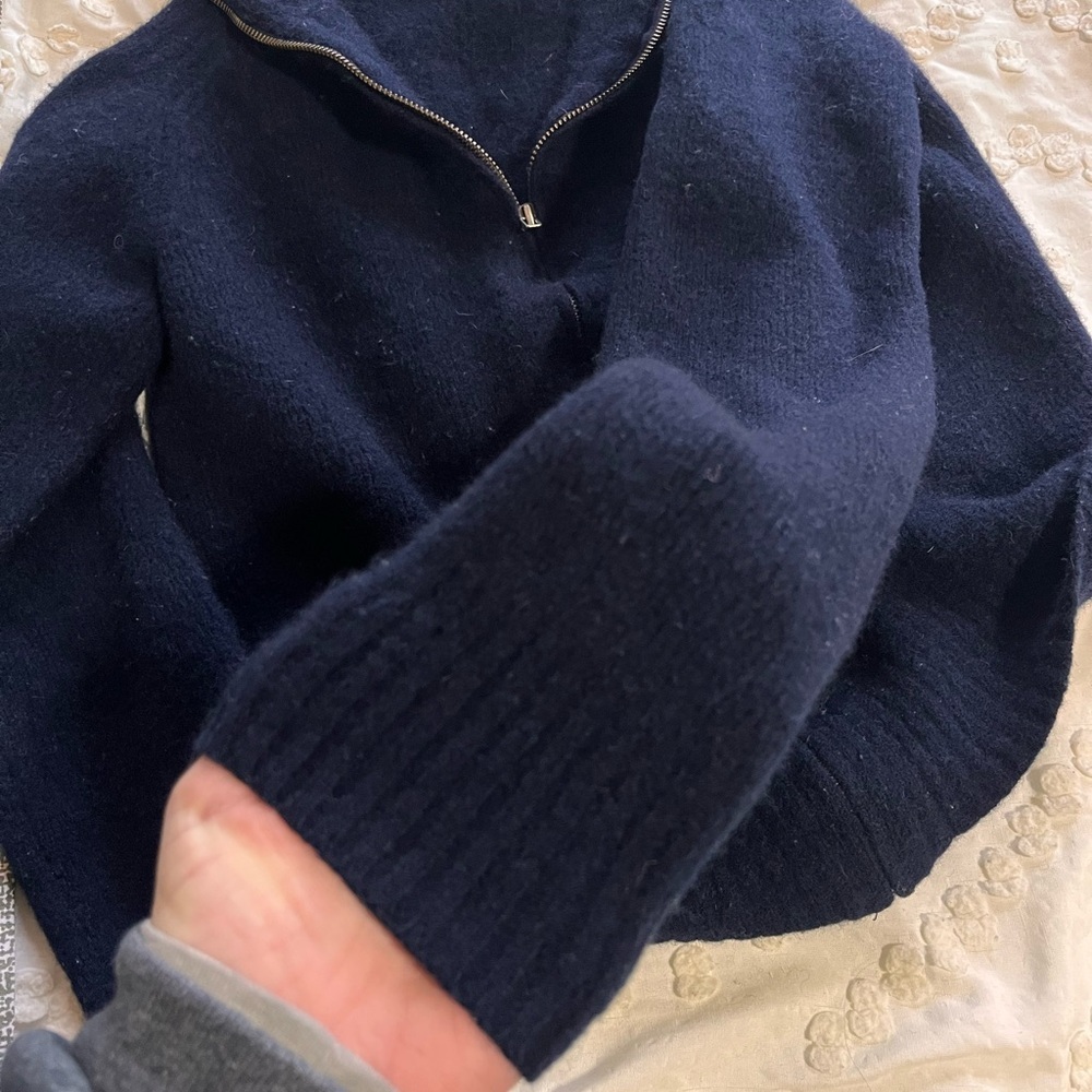 J. Crew Vintage 100% lambs wool cowl neck zip up - Picture 9 of 9